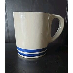 RRP Co Roseville Ohio USA Blue Stripe Stoneware‎ Crock Coffee Mug/Cup NICE